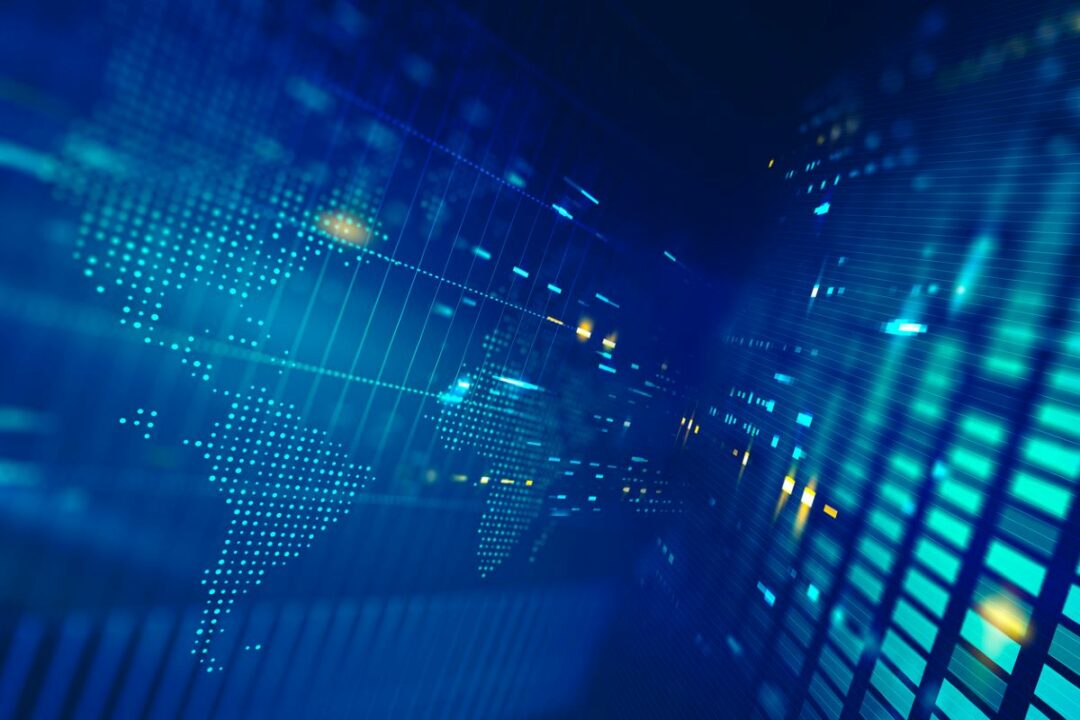 Image of simulated data passing through a network